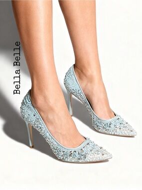 BELLA BELLE
 Elsa Sequin Euphoria Collection Pointed Toe Pumps in Light Blue 5